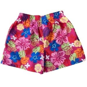 L.L. BEAN Pull-On Bright Floral Shorts/Swim, Pink/Blue/Multi, Girl's Size L 6X/7